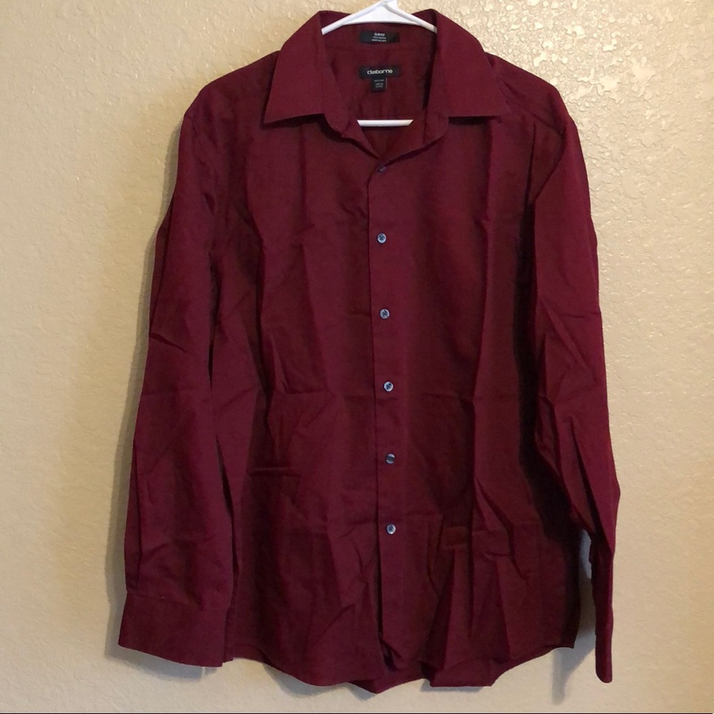 Claiborne Men’s Slim Fit Burgundy Shirt
